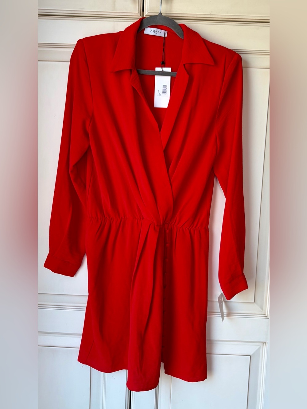 NWT Axara Paris Red Long-Sleeve Dress. Sz Large